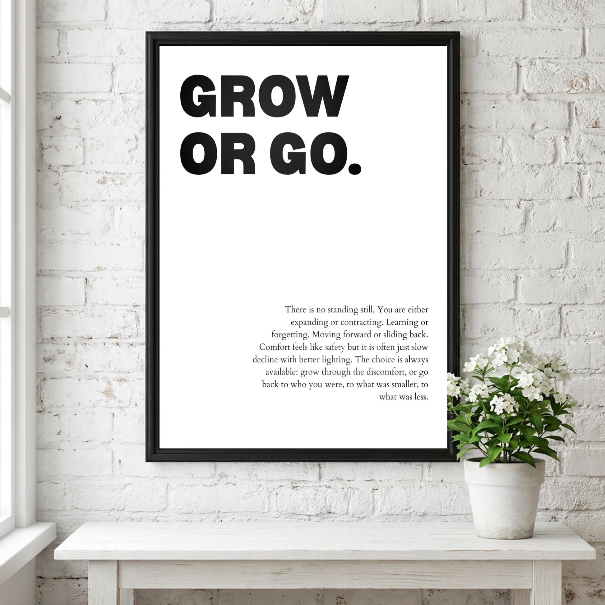 Grow Or Go Poster | Powerful Motivational Wall Art | Inspirational Success Quote | Modern Office Decor