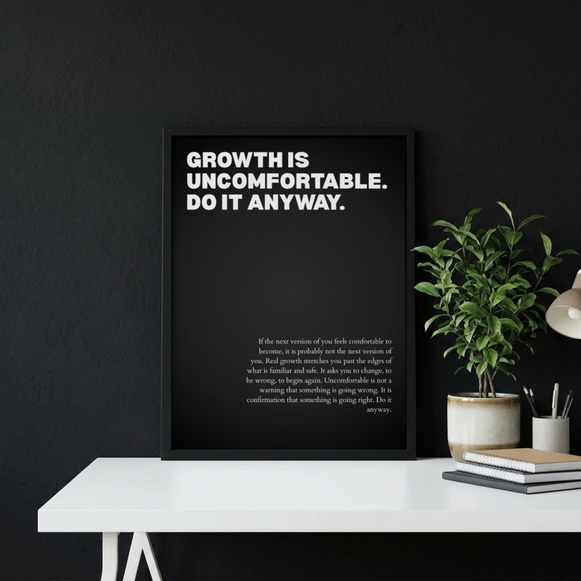 Growth Is Uncomfortable Do It Anyway Poster | Powerful Motivational Wall Art | Success Quote | Modern Office Decor