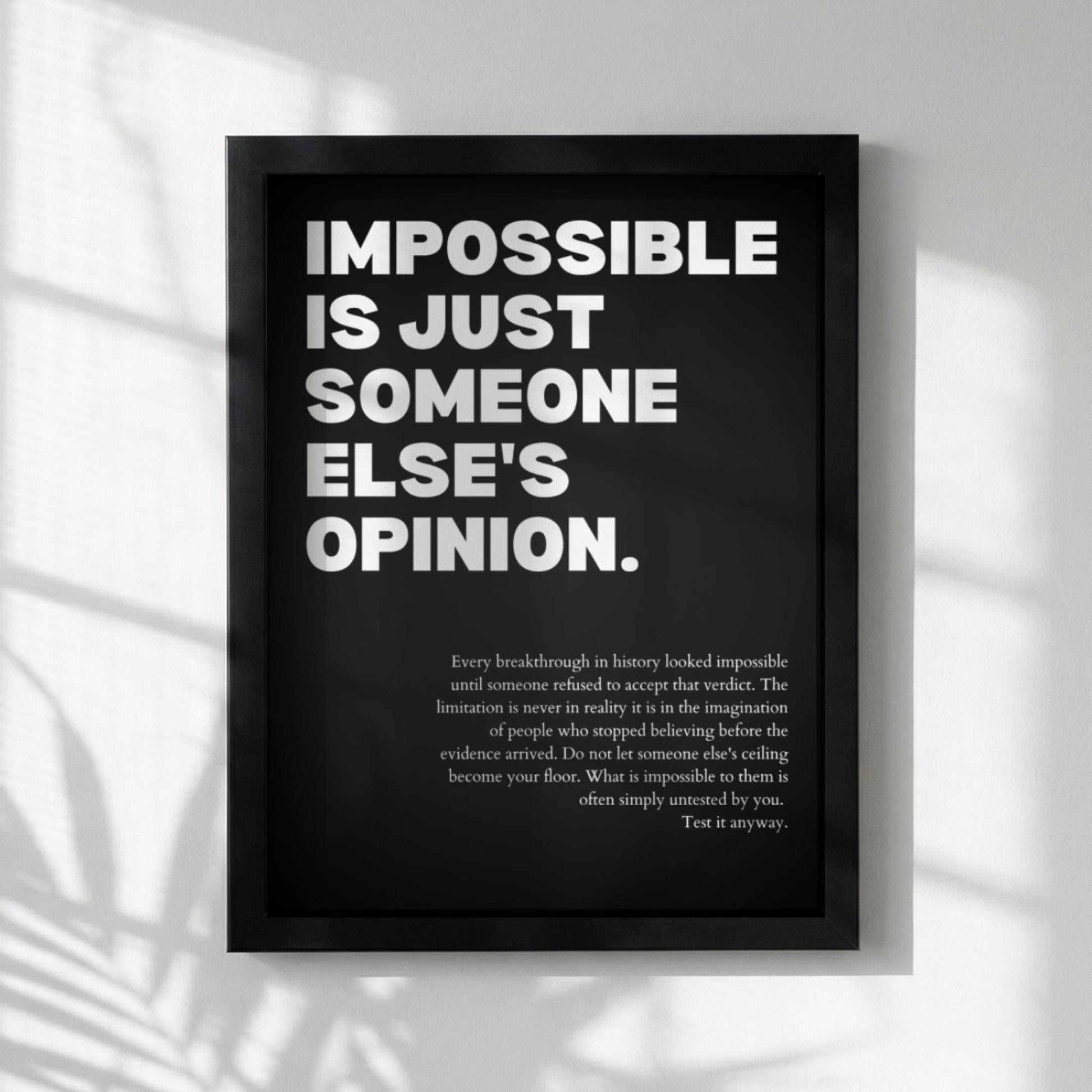 Impossible Is Just Someone Else's Opinion Poster | Powerful Motivational Wall Art | Success Quote | Modern Office Decor