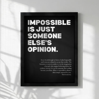 Impossible Is Just Someone Else's Opinion Poster | Powerful Motivational Wall Art | Success Quote | Modern Office Decor