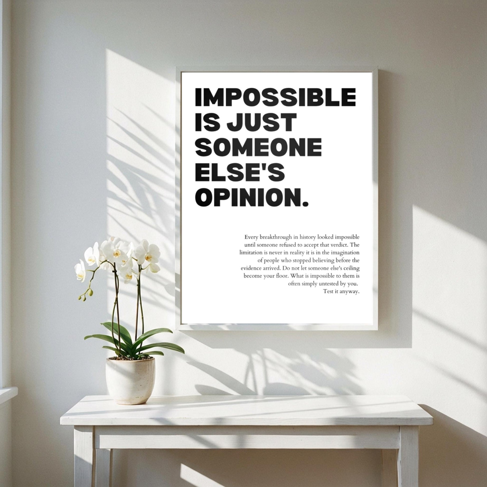 Impossible Is Just Someone Else's Opinion Poster | Powerful Motivational Wall Art | Success Quote | Modern Office Decor