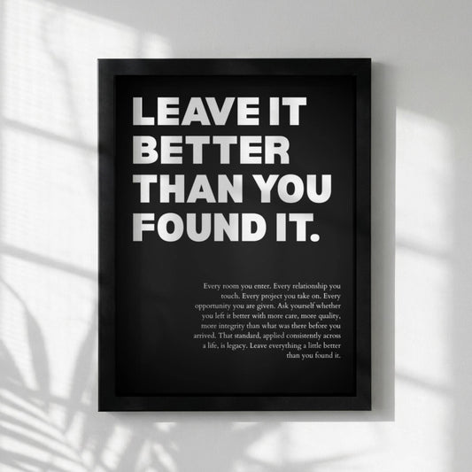 Leave It Better Than You Found It Poster | Powerful Motivational Wall Art | Success Quote | Modern Office Decor