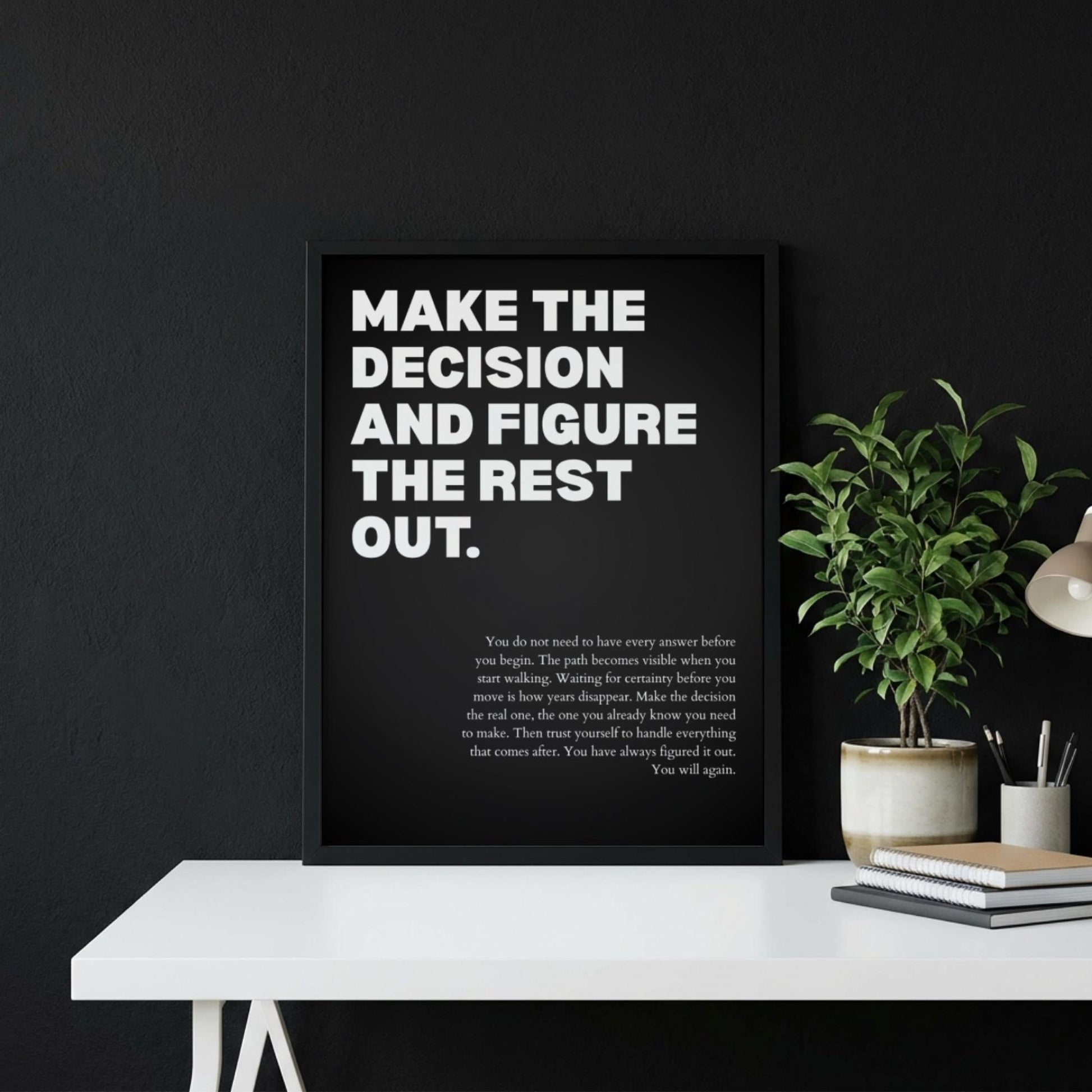 Make The Decision And Figure The Rest Out Poster | Powerful Motivational Wall Art | Success Quote | Modern Office Decor