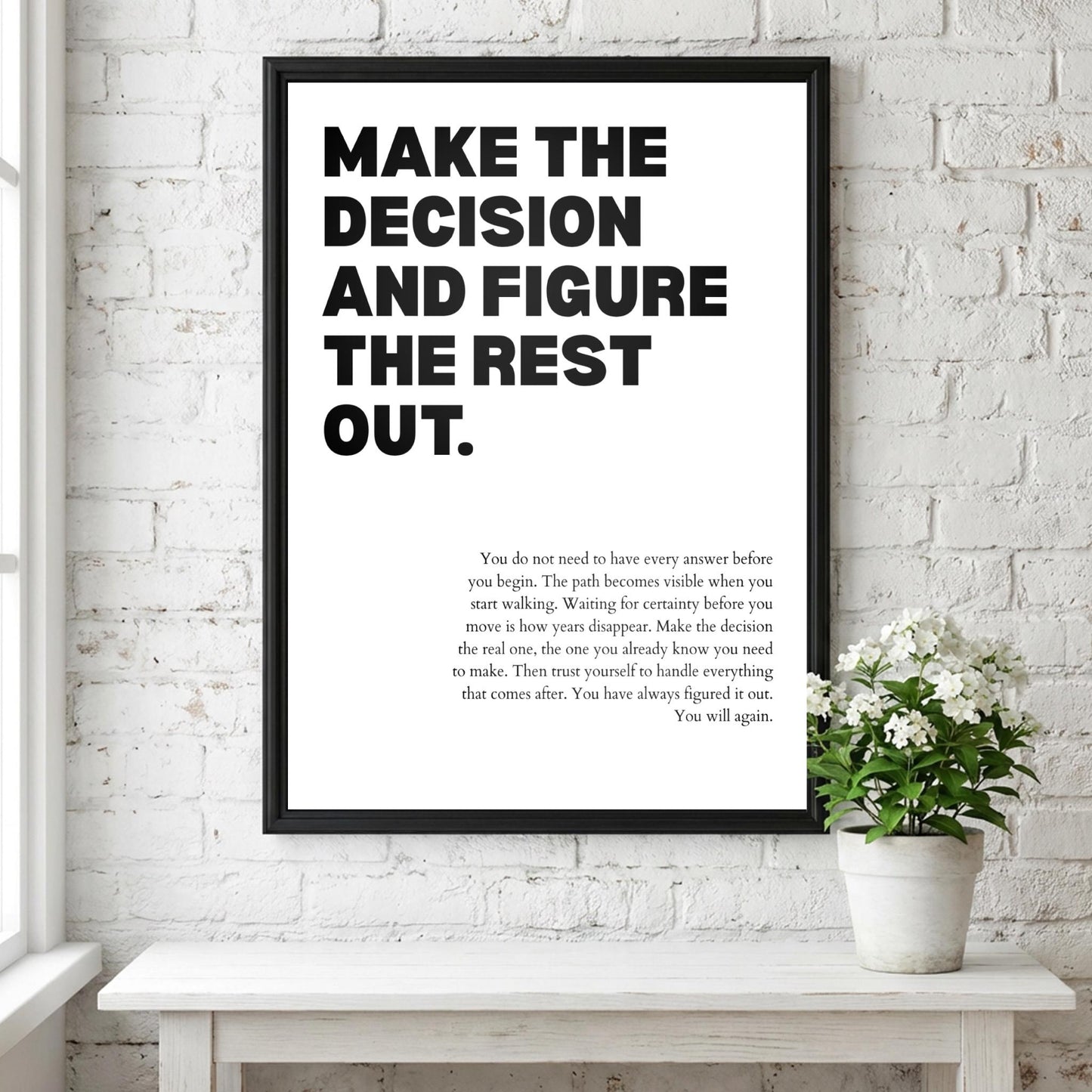 Make The Decision And Figure The Rest Out Poster | Powerful Motivational Wall Art | Success Quote | Modern Office Decor