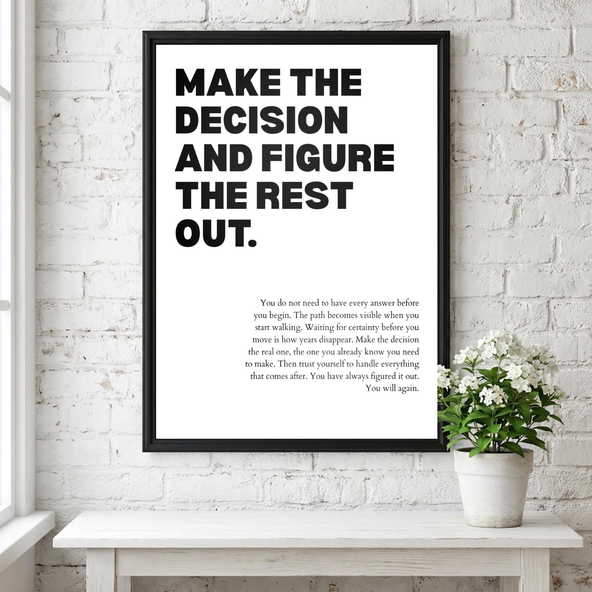 Make The Decision And Figure The Rest Out Poster | Powerful Motivational Wall Art | Success Quote | Modern Office Decor