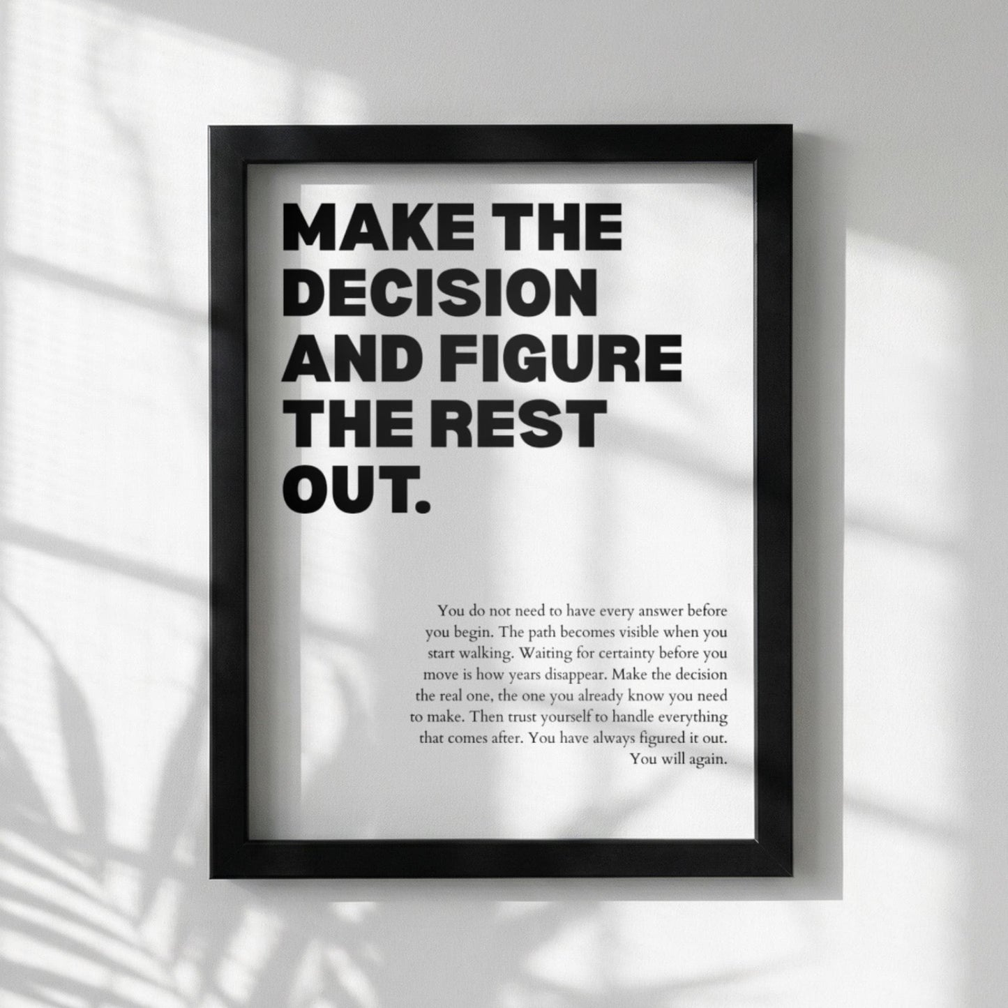 Make The Decision And Figure The Rest Out Poster | Powerful Motivational Wall Art | Success Quote | Modern Office Decor