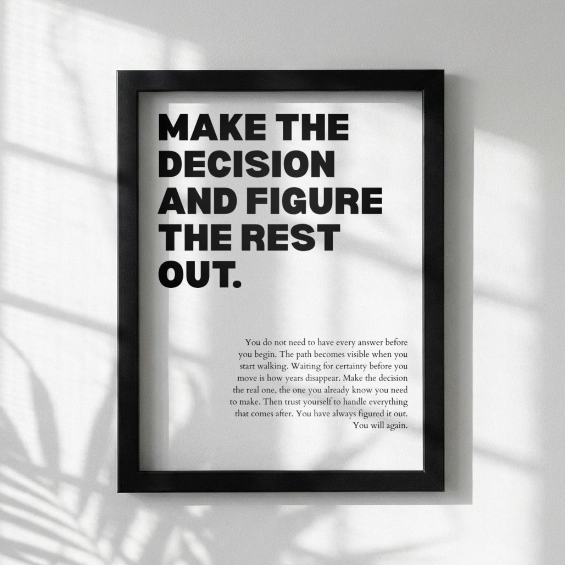 Make The Decision And Figure The Rest Out Poster | Powerful Motivational Wall Art | Success Quote | Modern Office Decor