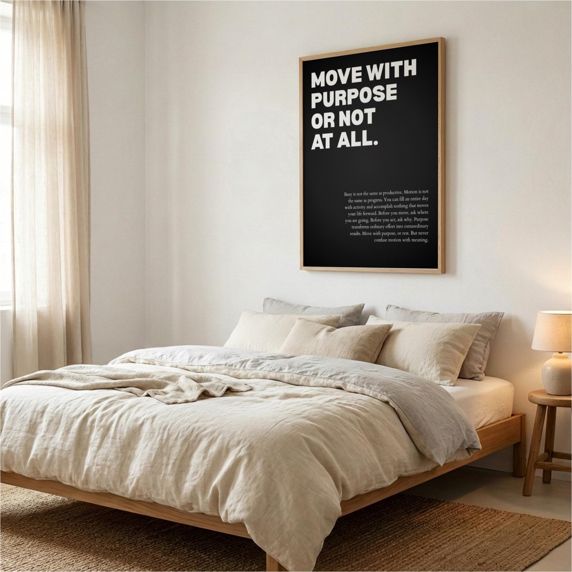 Move With Purpose Or Not At All Poster | Powerful Motivational Wall Art | Success Quote | Modern Office Decor
