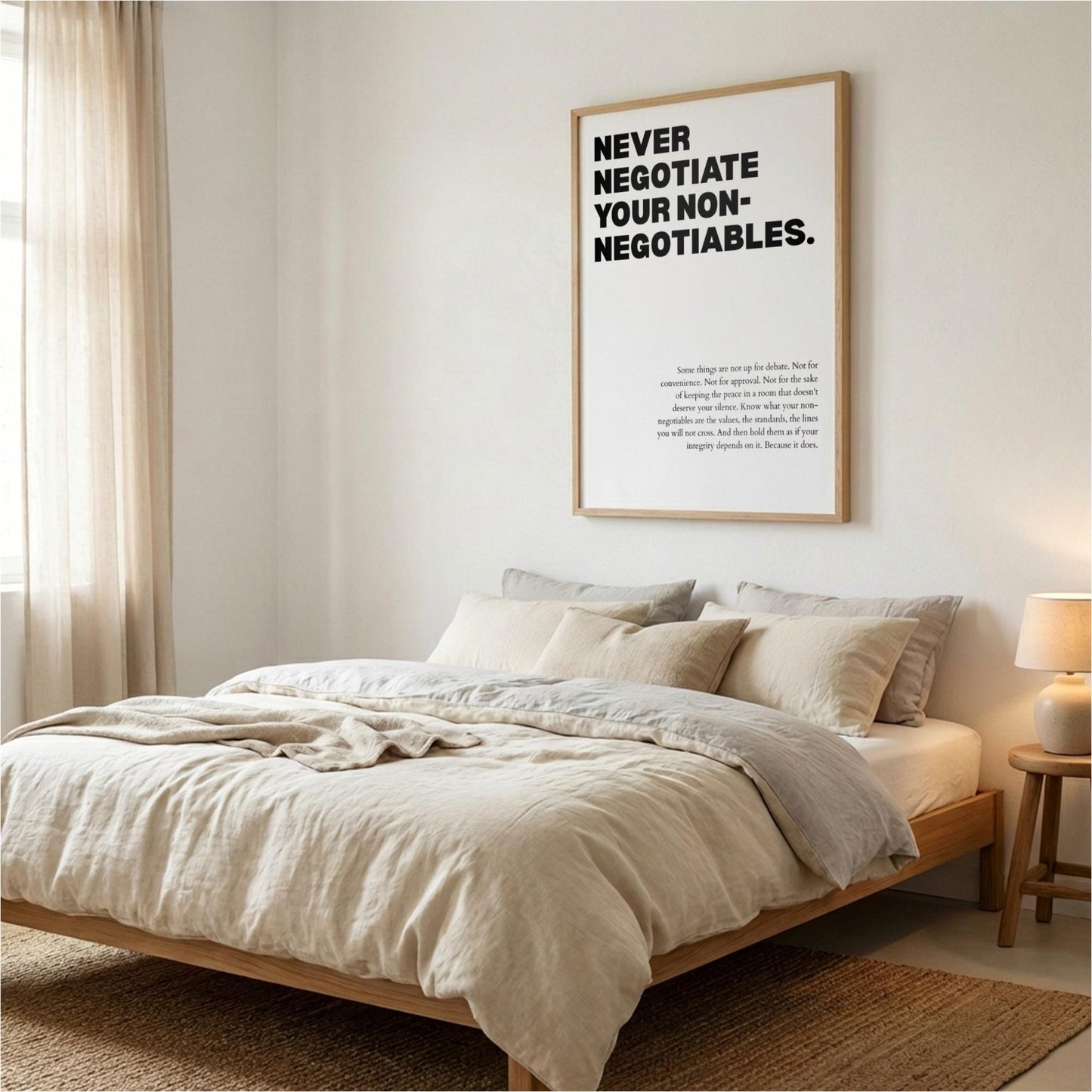 Never Negotiate Your Non-Negotiables Poster | Powerful Motivational Wall Art | Success Quote | Modern Office Decor