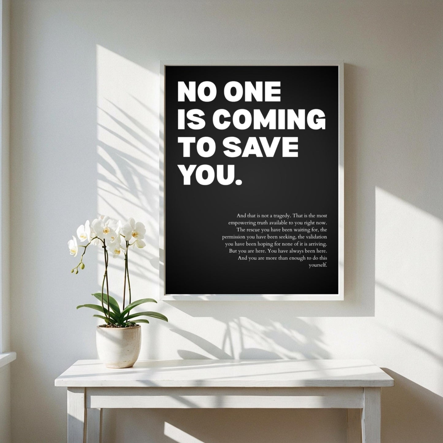 No One Is Coming To Save You Poster | Powerful Motivational Wall Art | Success Quote | Modern Office Decor