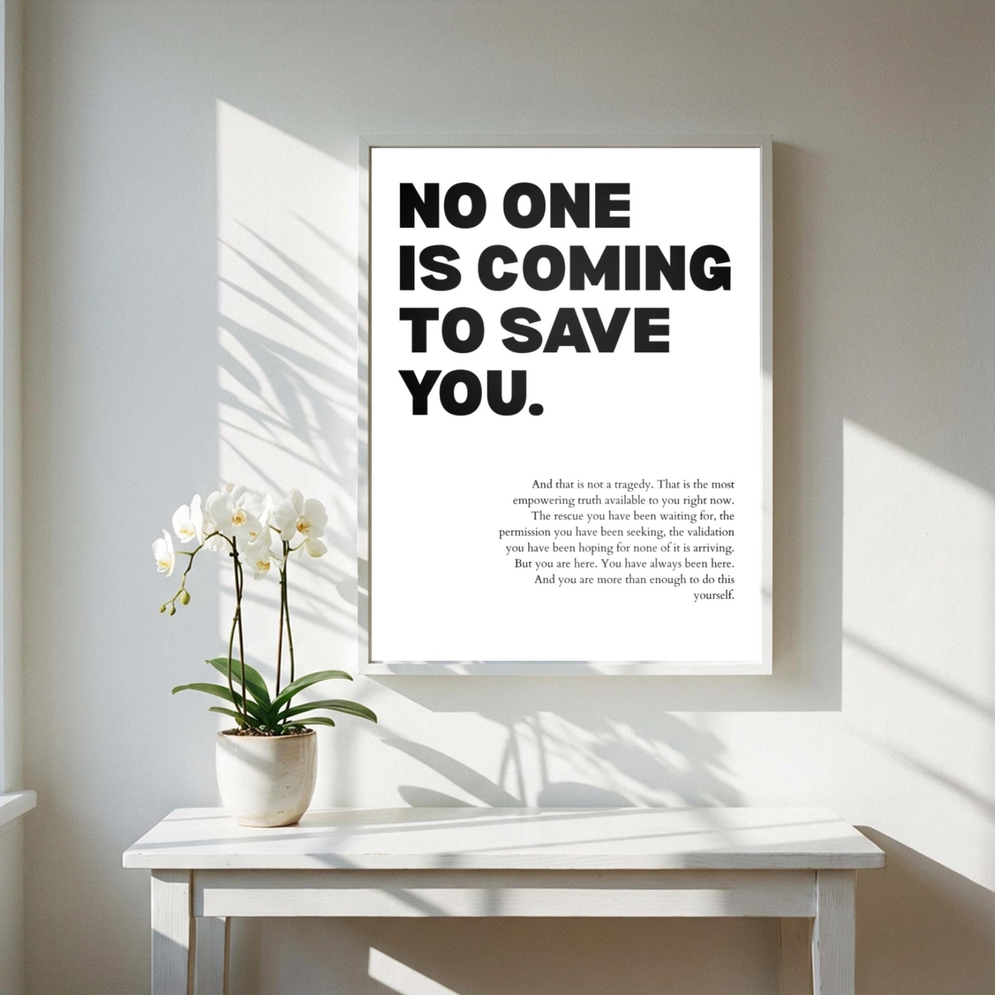 No One Is Coming To Save You Poster | Powerful Motivational Wall Art | Success Quote | Modern Office Decor