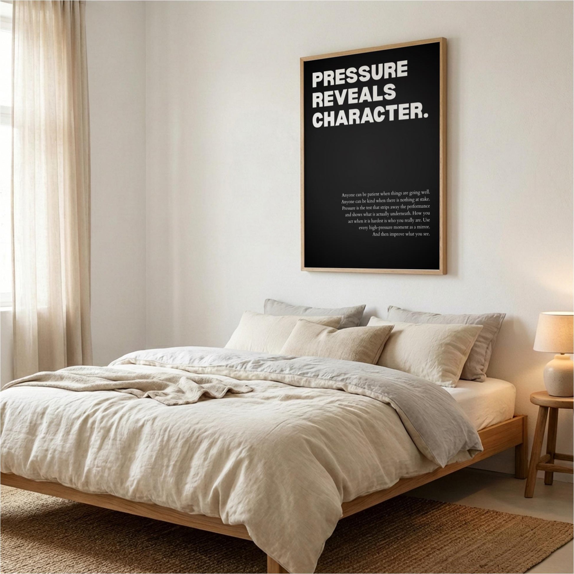 Pressure Reveals Character Poster | Powerful Motivational Wall Art | Success Quote | Modern Office Decor