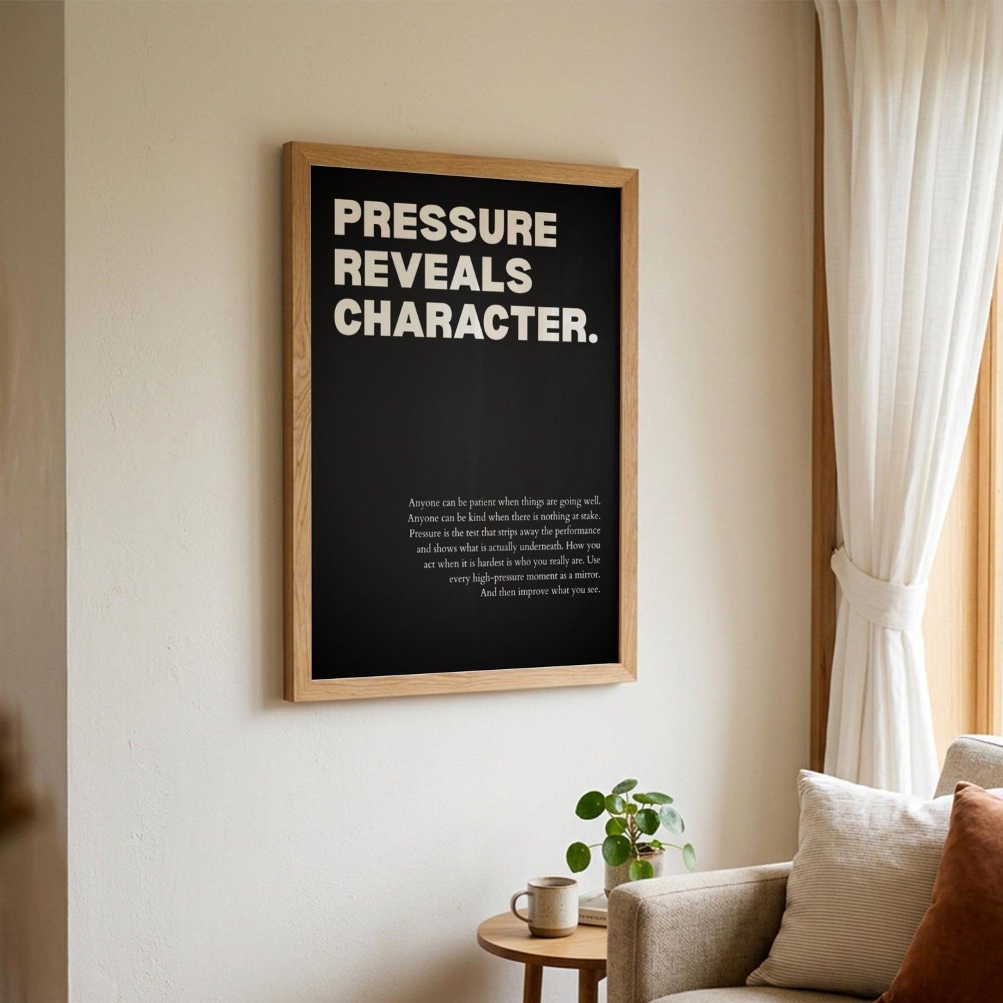 Pressure Reveals Character Poster | Powerful Motivational Wall Art | Success Quote | Modern Office Decor