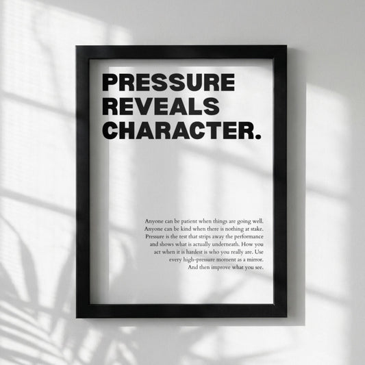 Pressure Reveals Character Poster | Powerful Motivational Wall Art | Success Quote | Modern Office Decor