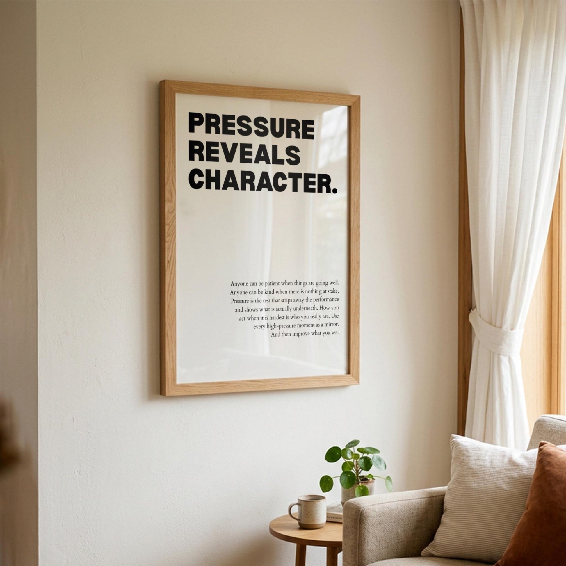 Pressure Reveals Character Poster | Powerful Motivational Wall Art | Success Quote | Modern Office Decor