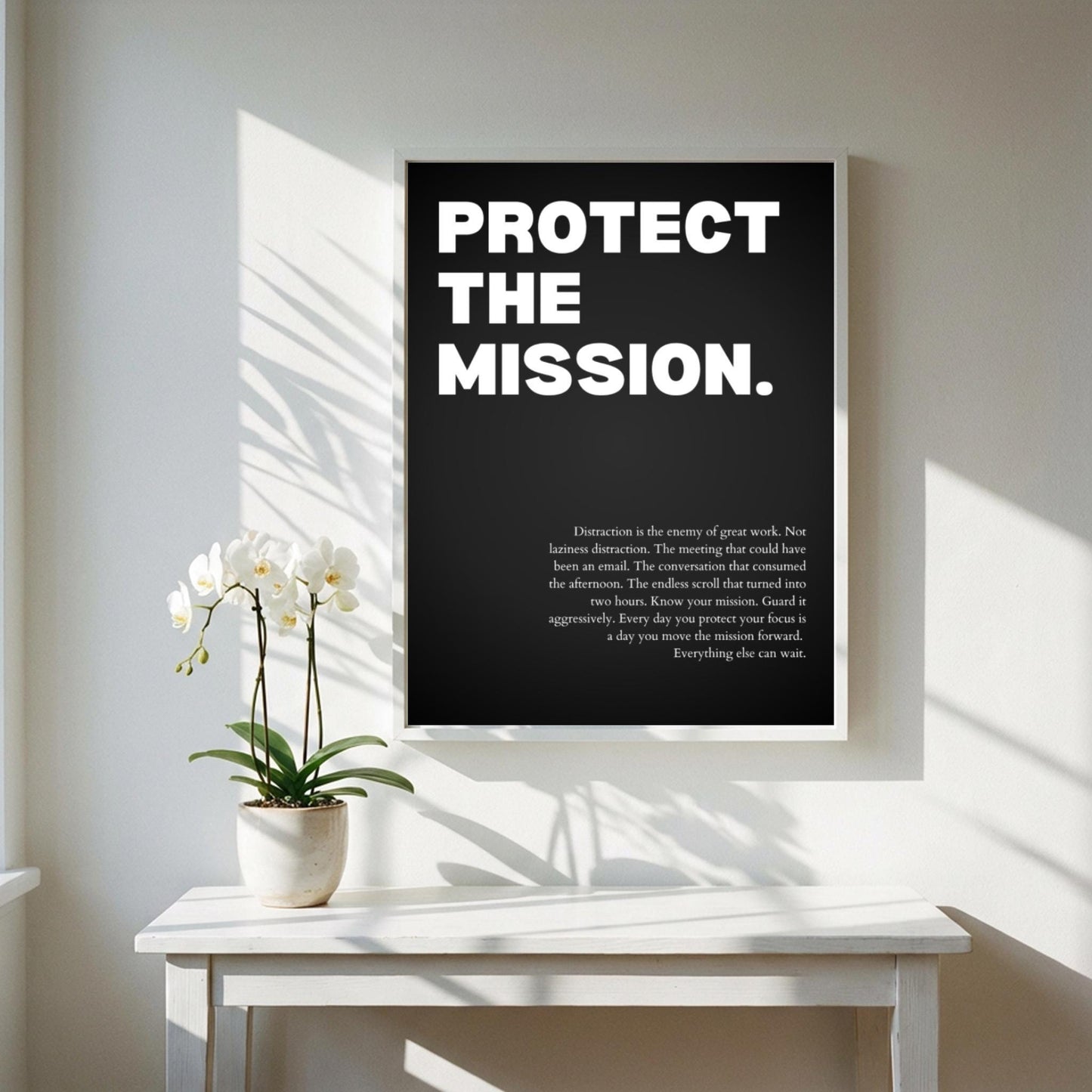 Protect The Mission Poster | Powerful Motivational Wall Art | Success Quote | Modern Office Decor