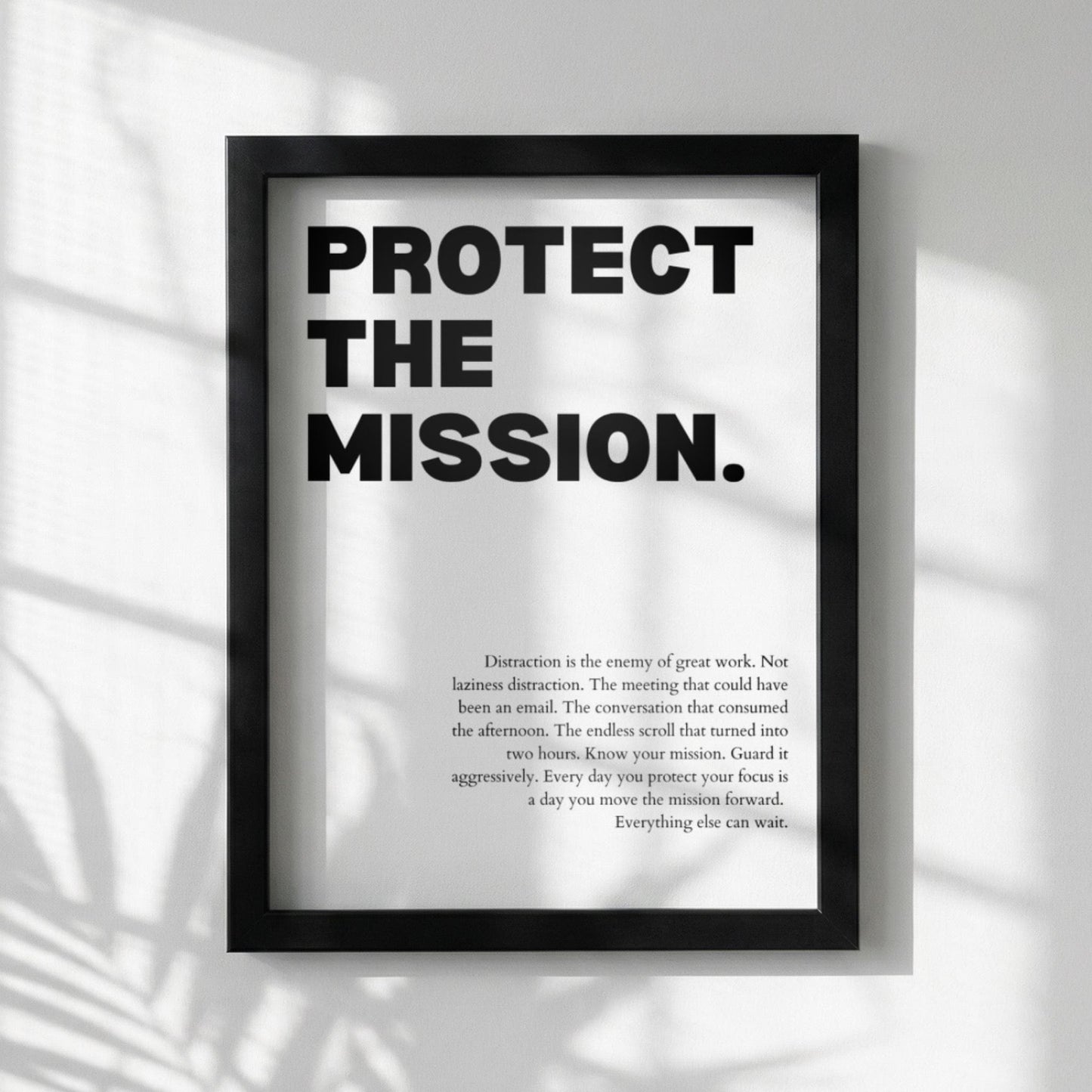 Protect The Mission Poster | Powerful Motivational Wall Art | Success Quote | Modern Office Decor