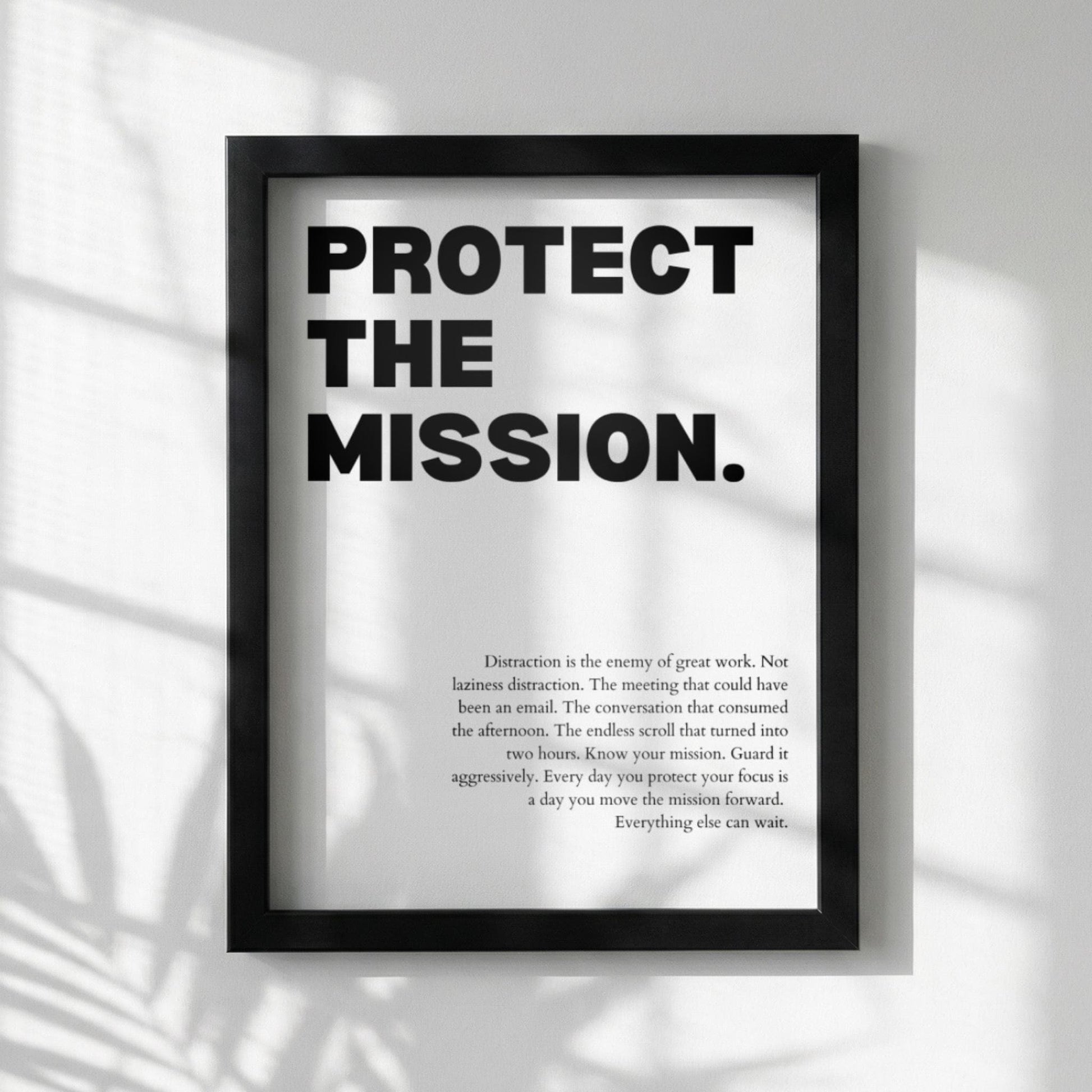 Protect The Mission Poster | Powerful Motivational Wall Art | Success Quote | Modern Office Decor