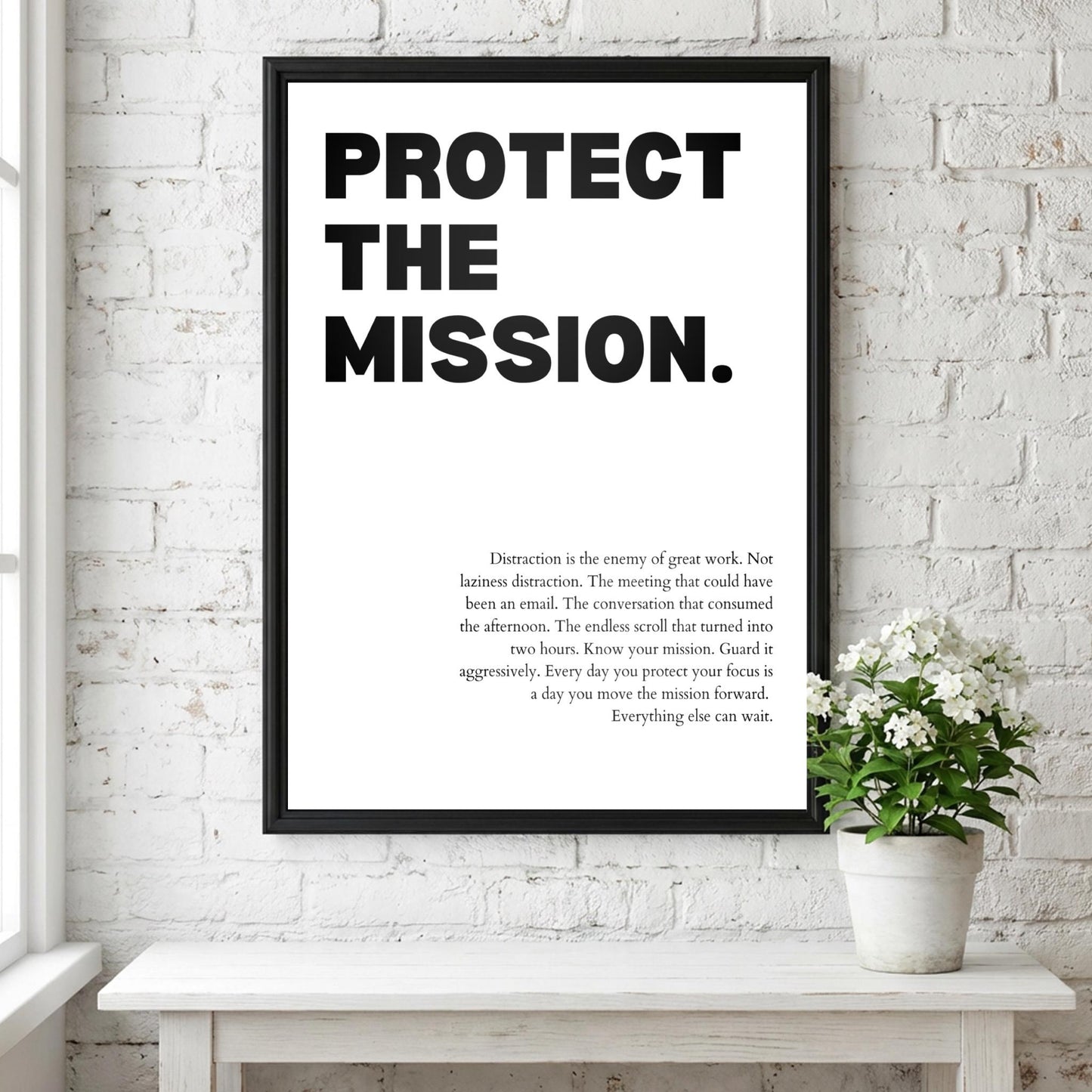 Protect The Mission Poster | Powerful Motivational Wall Art | Success Quote | Modern Office Decor