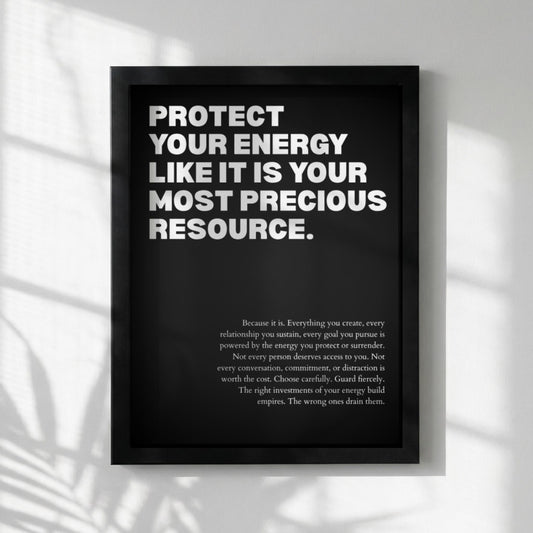 Protect Your Energy Like It Is Your Most Precious Poster | Motivational Wall Art | Success Quote | Modern Office Decor