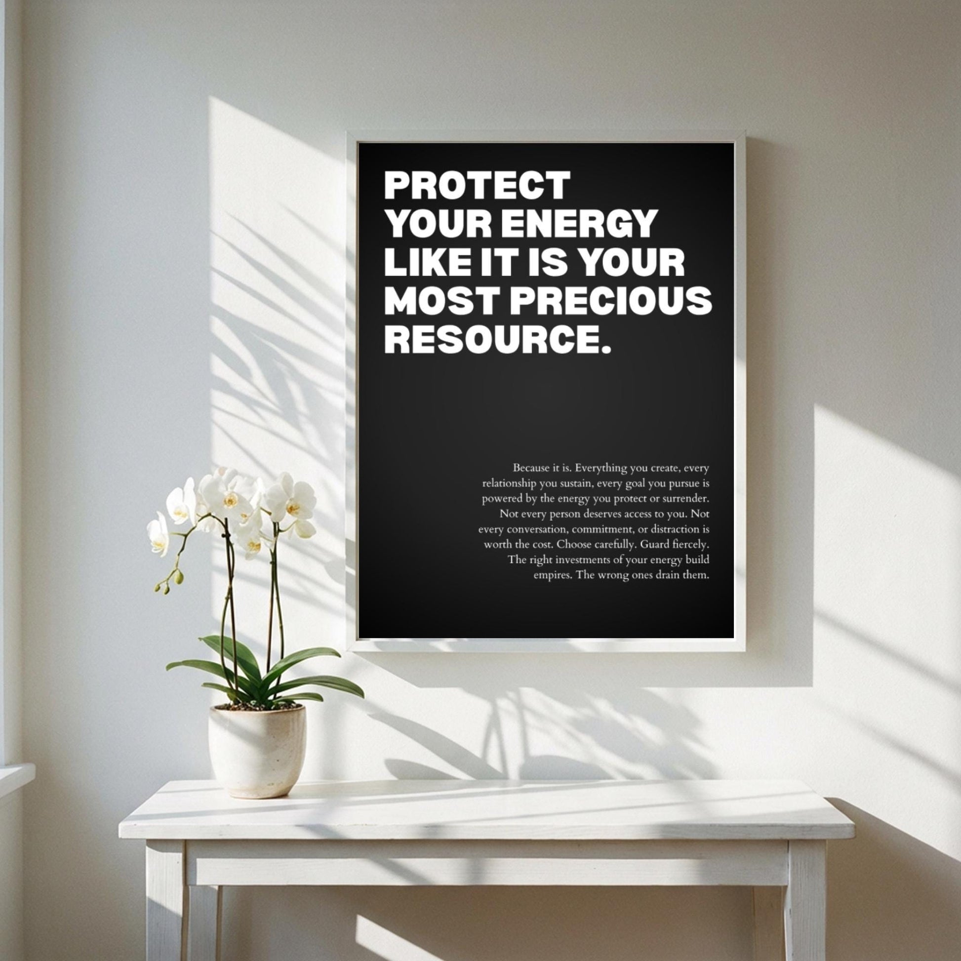 Protect Your Energy Like It Is Your Most Precious Poster | Motivational Wall Art | Success Quote | Modern Office Decor