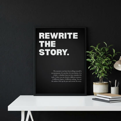 Rewrite The Story Poster | Powerful Motivational Wall Art | Success Quote | Modern Office Decor