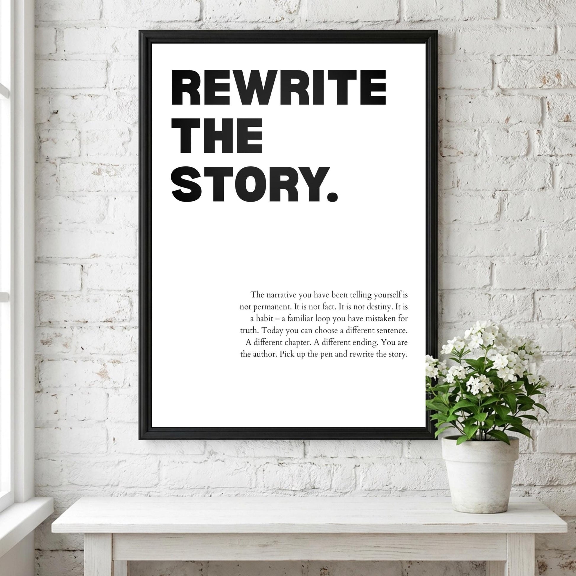 Rewrite The Story Poster | Powerful Motivational Wall Art | Success Quote | Modern Office Decor