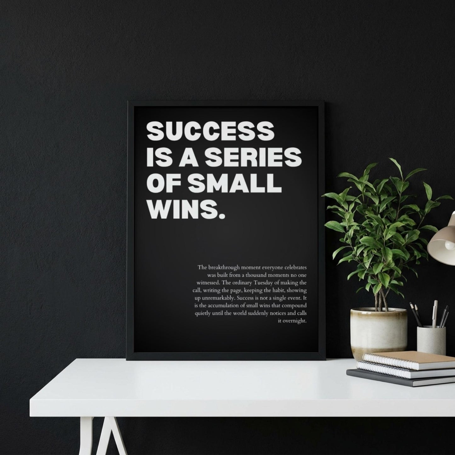 Success Is A Series Of Small Wins Poster | Powerful Motivational Wall Art | Success Quote | Modern Office Decor