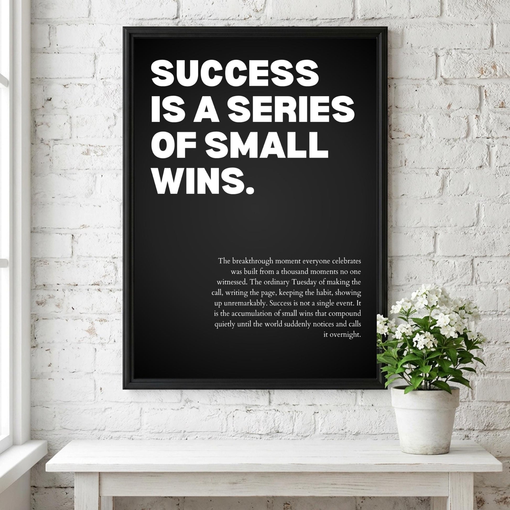 Success Is A Series Of Small Wins Poster | Powerful Motivational Wall Art | Success Quote | Modern Office Decor