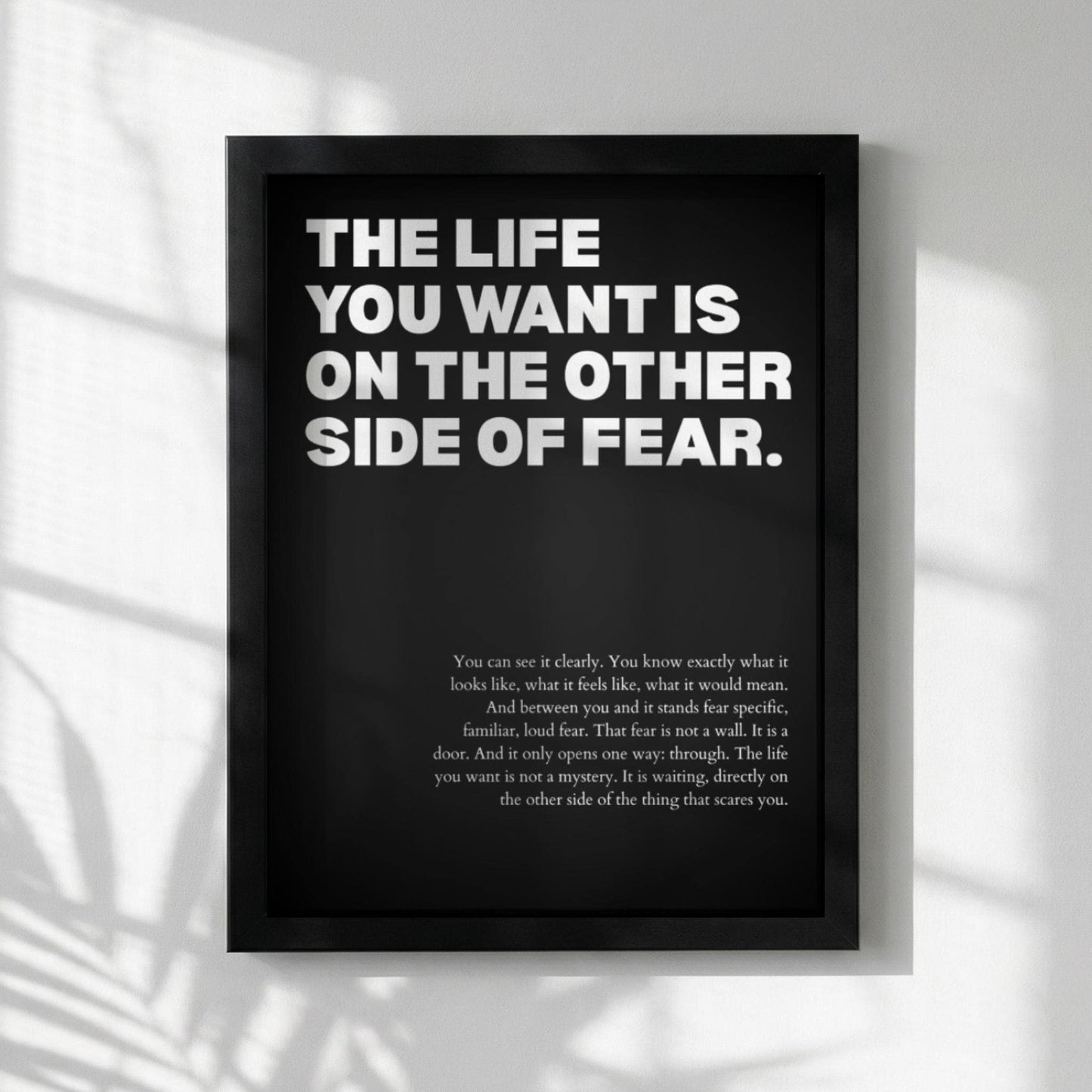 The Life You Want Is On The Other Side Of Fear Poster | Powerful Motivational Wall Art | Success Quote | Modern Office Decor