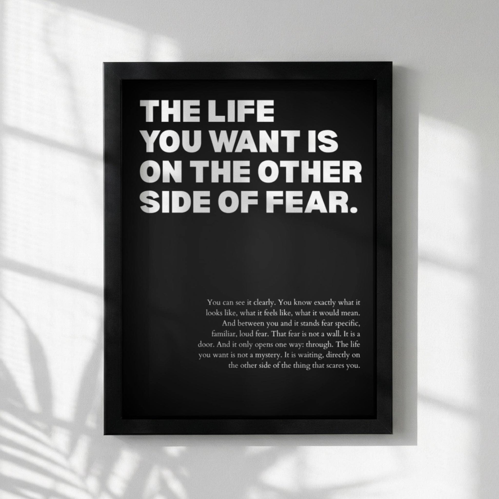 The Life You Want Is On The Other Side Of Fear Poster | Powerful Motivational Wall Art | Success Quote | Modern Office Decor