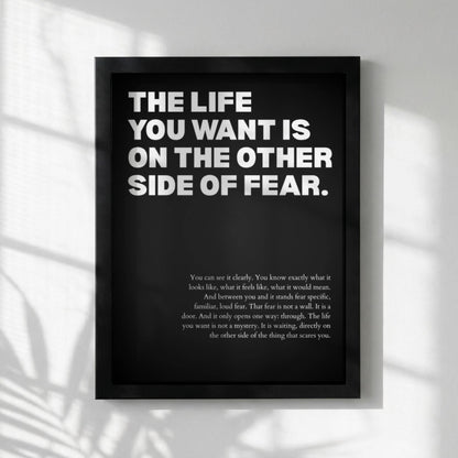 The Life You Want Is On The Other Side Of Fear Poster | Powerful Motivational Wall Art | Success Quote | Modern Office Decor