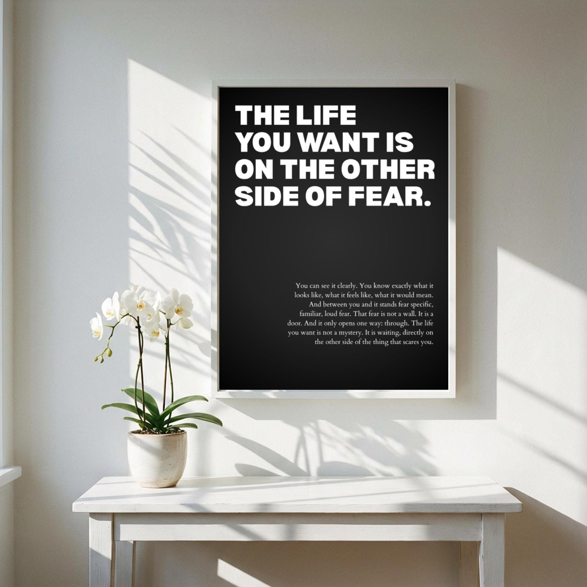 The Life You Want Is On The Other Side Of Fear Poster | Powerful Motivational Wall Art | Success Quote | Modern Office Decor
