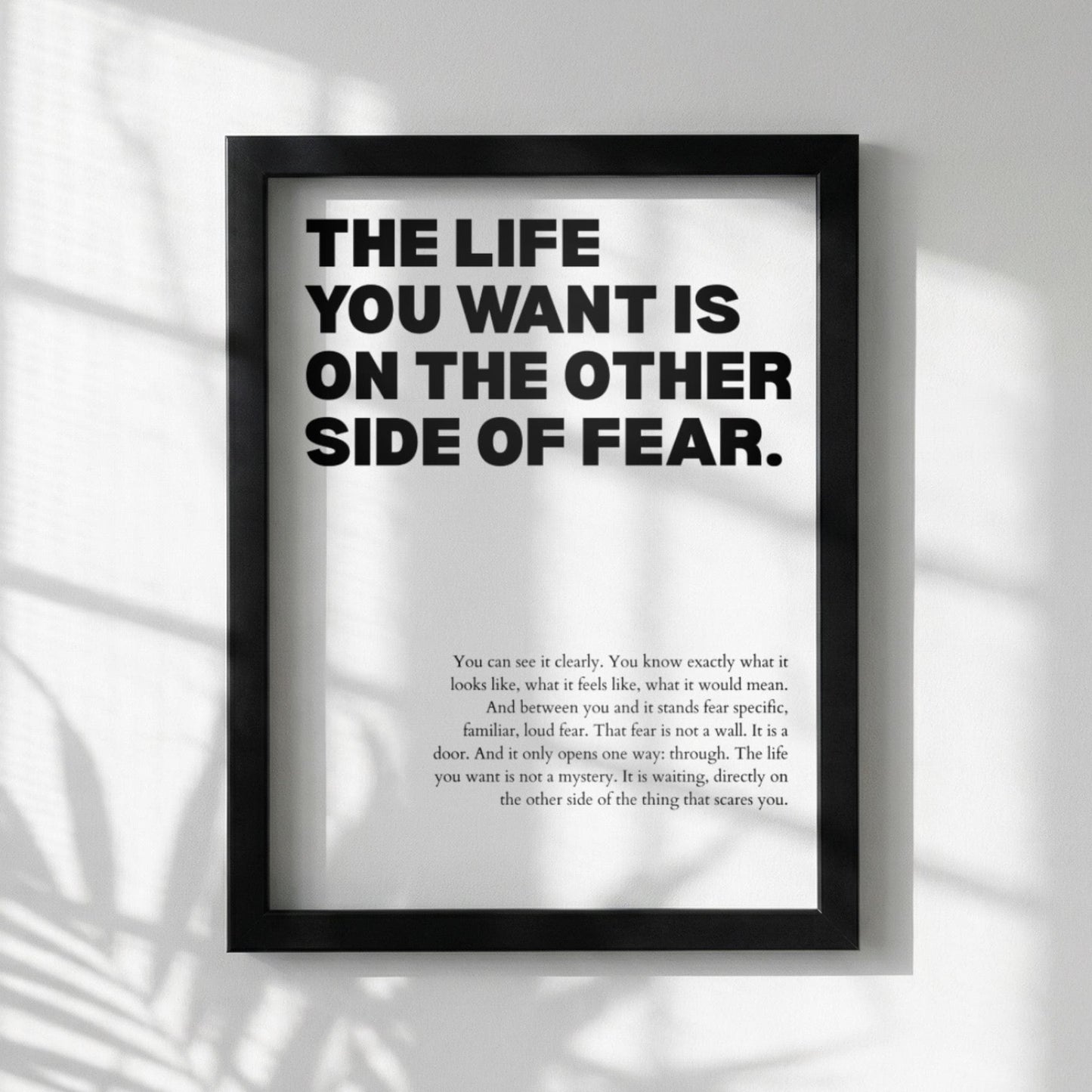 The Life You Want Is On The Other Side Of Fear Poster | Powerful Motivational Wall Art | Success Quote | Modern Office Decor