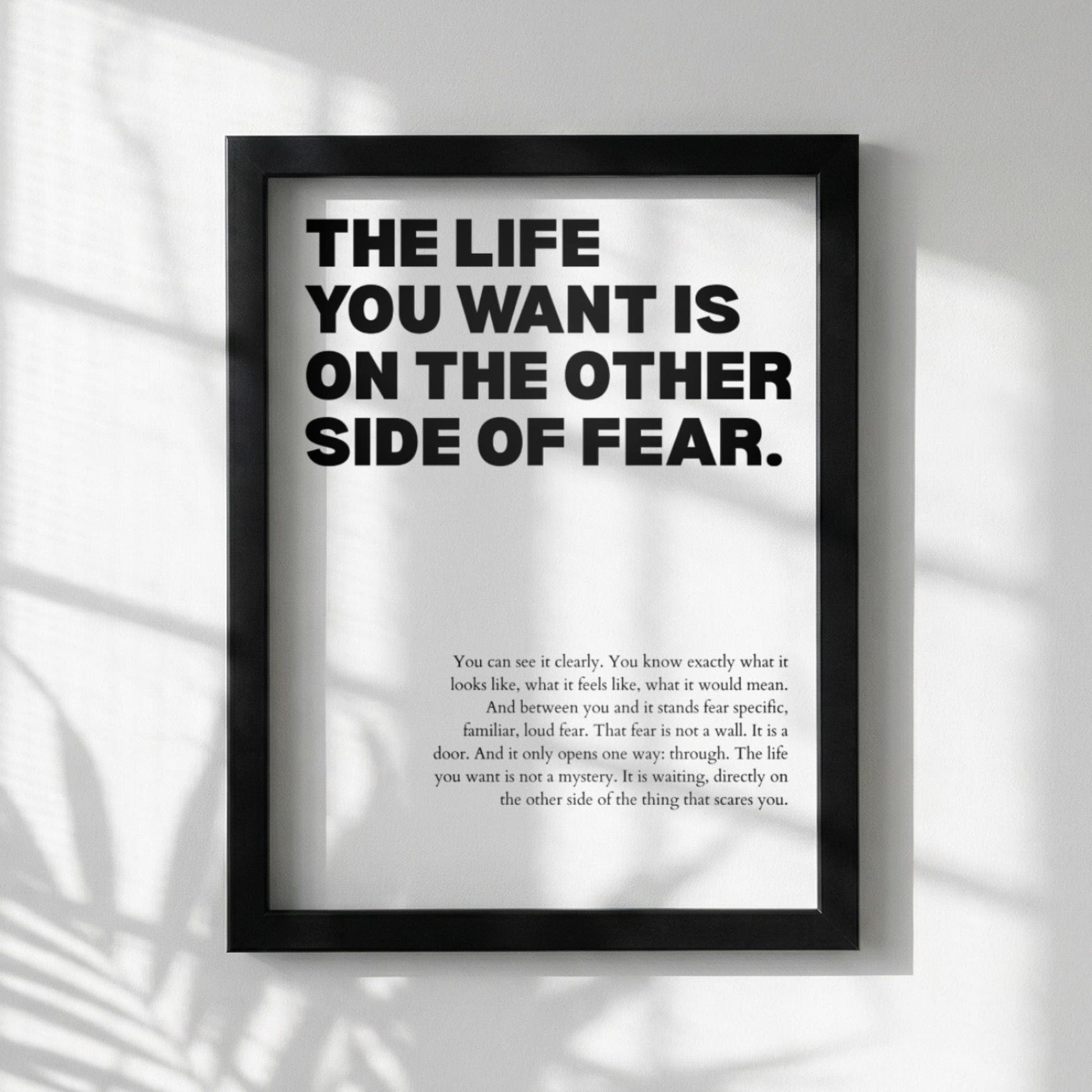 The Life You Want Is On The Other Side Of Fear Poster | Powerful Motivational Wall Art | Success Quote | Modern Office Decor