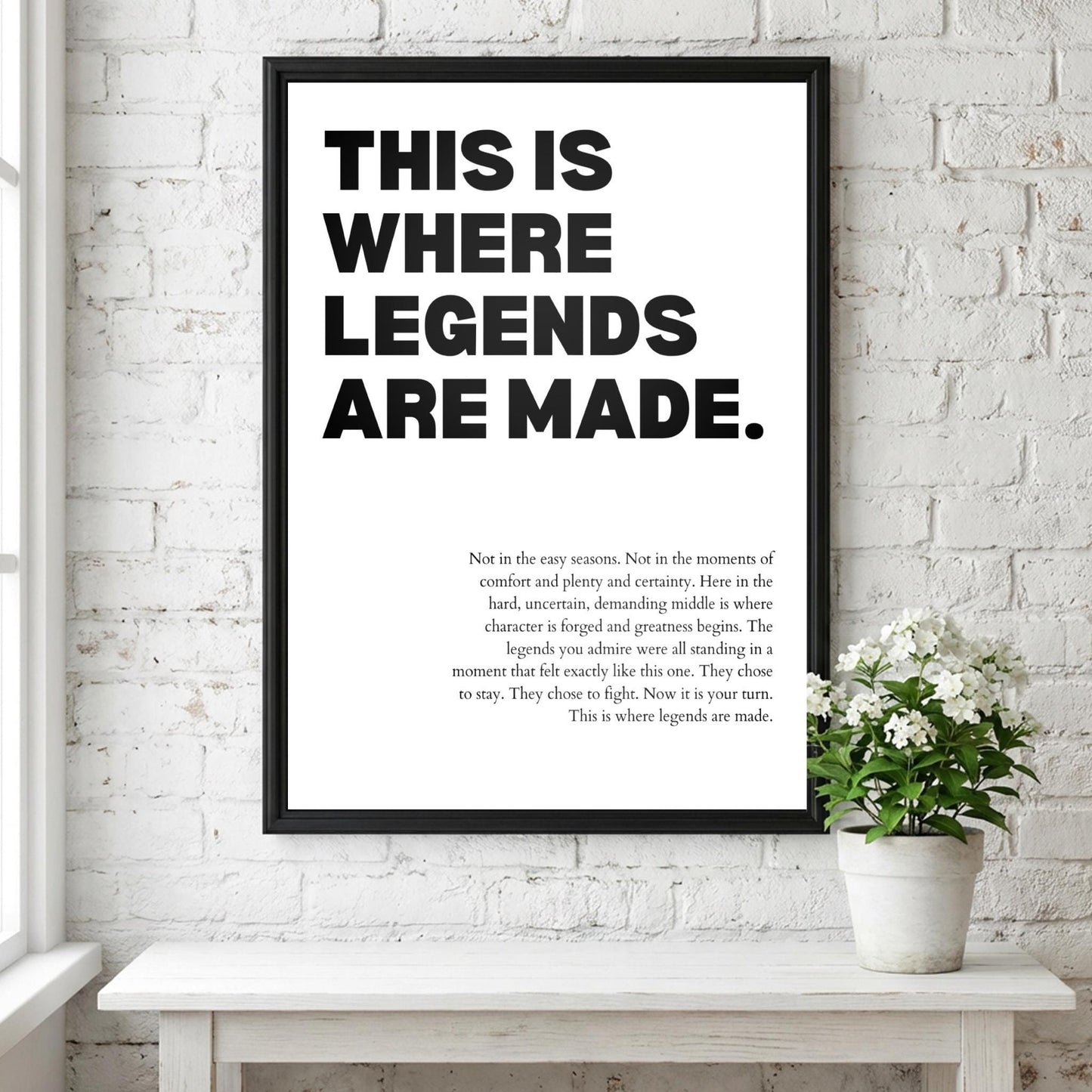 This Is Where Legends Are Made Poster | Powerful Motivational Wall Art | Success Quote | Modern Office Decor