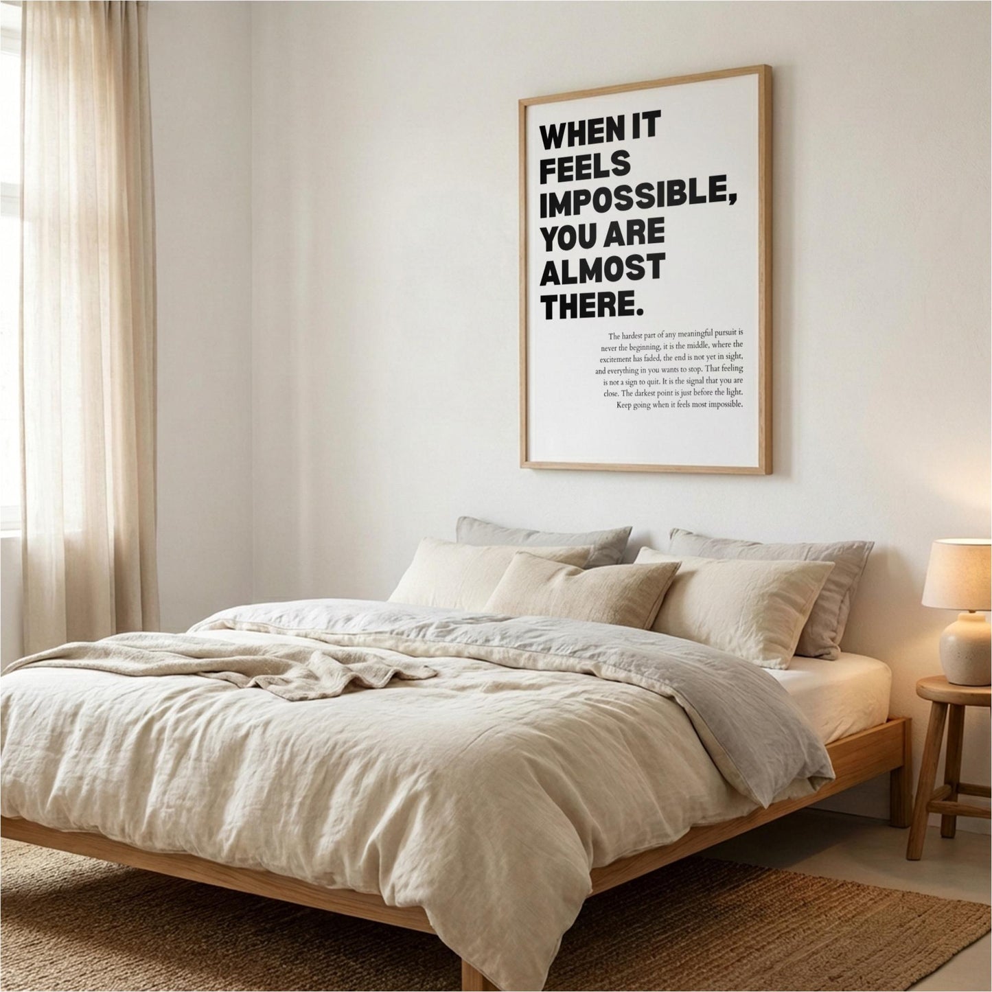 When It Feels Impossible You Are Almost There Poster | Powerful Motivational Wall Art | Success Quote
