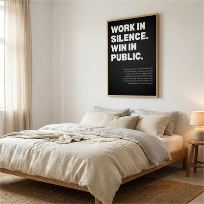 Work In Silence Win In Public Poster | Powerful Motivational Wall Art | Success Quote | Modern Office Decor
