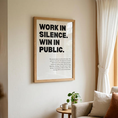 Work In Silence Win In Public Poster | Powerful Motivational Wall Art | Success Quote | Modern Office Decor