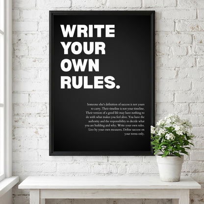 Write Your Own Rules Poster | Powerful Motivational Wall Art | Success Quote | Modern Office Decor