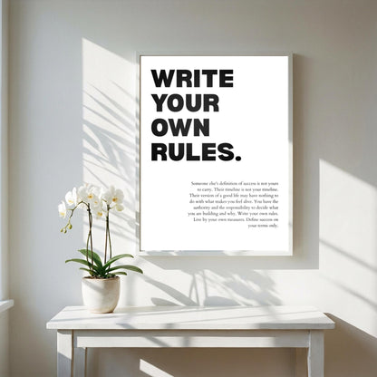 Write Your Own Rules Poster | Powerful Motivational Wall Art | Success Quote | Modern Office Decor