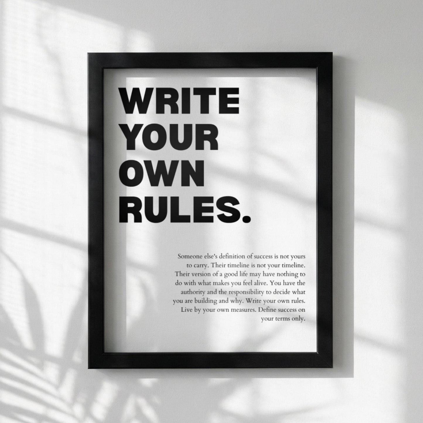Write Your Own Rules Poster | Powerful Motivational Wall Art | Success Quote | Modern Office Decor