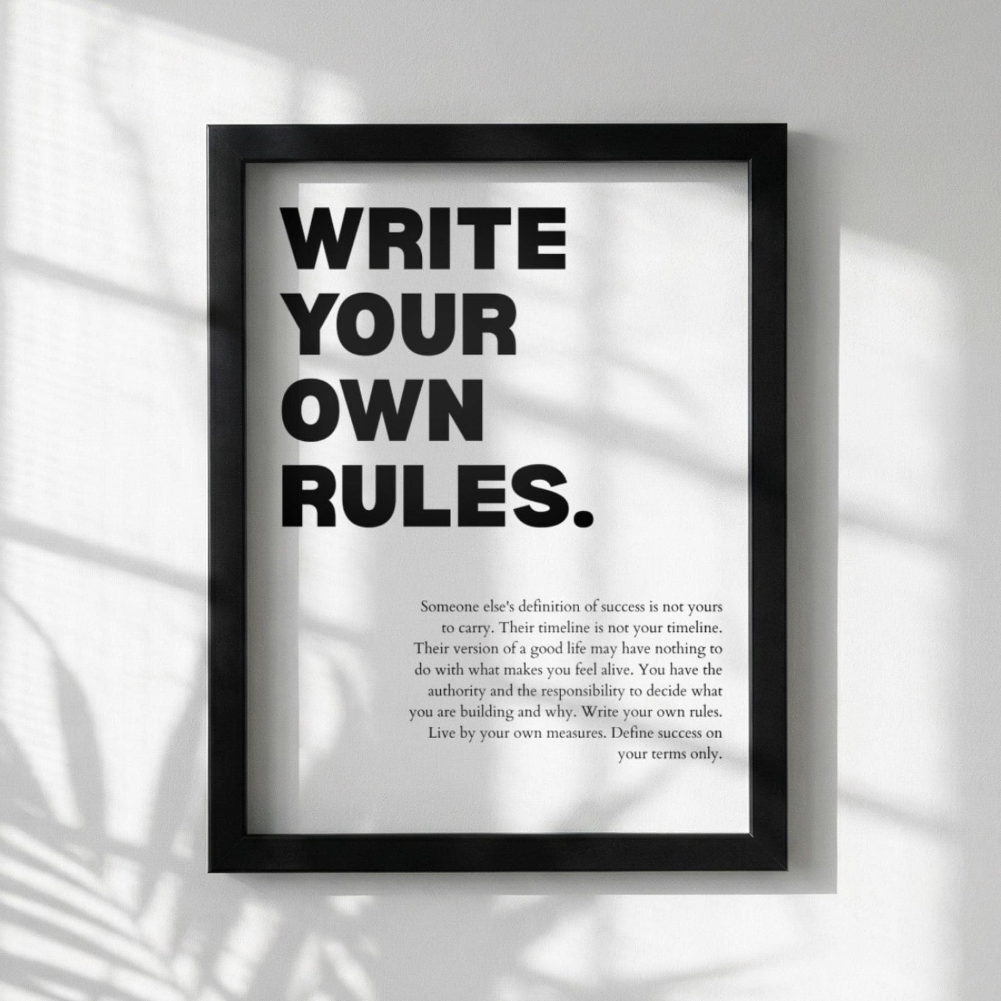 Write Your Own Rules Poster | Powerful Motivational Wall Art | Success Quote | Modern Office Decor