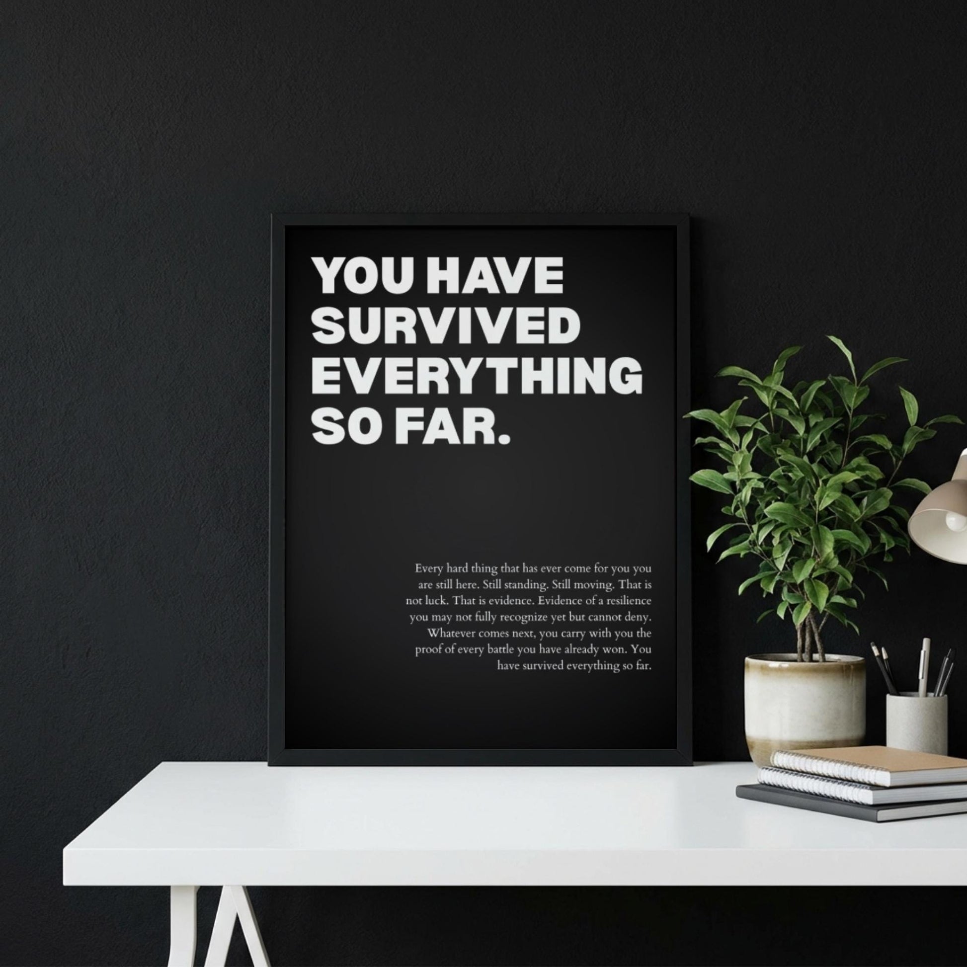 ou Have Survived Everything So Far Poster | Powerful Motivational Wall Art | Resilience Quote