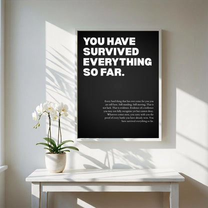 ou Have Survived Everything So Far Poster | Powerful Motivational Wall Art | Resilience Quote