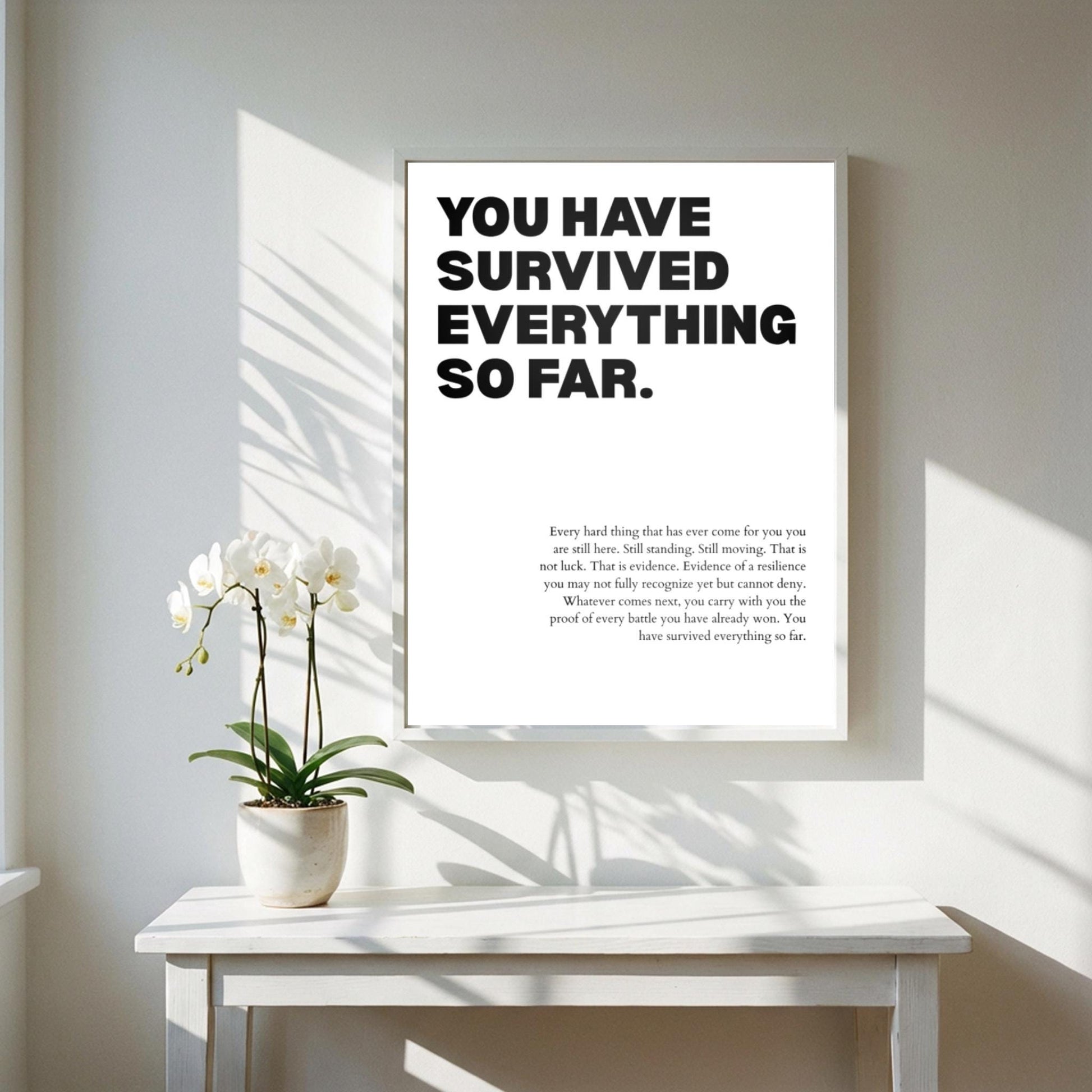 You Have Survived Everything So Far Poster | Powerful Motivational Wall Art | Resilience Quote
