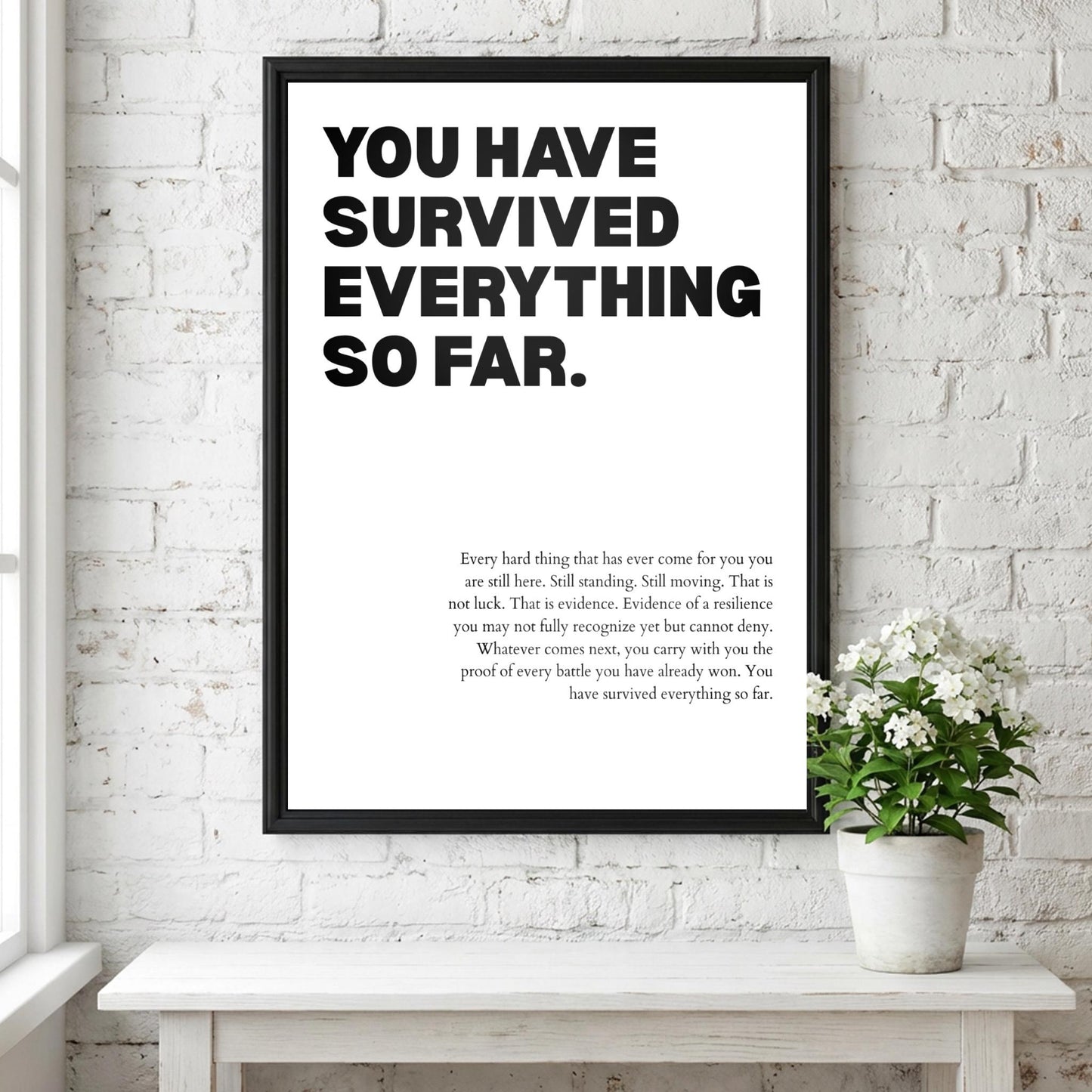 You Have Survived Everything So Far Poster | Powerful Motivational Wall Art | Resilience Quote