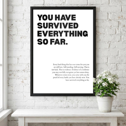 You Have Survived Everything So Far Poster | Powerful Motivational Wall Art | Resilience Quote