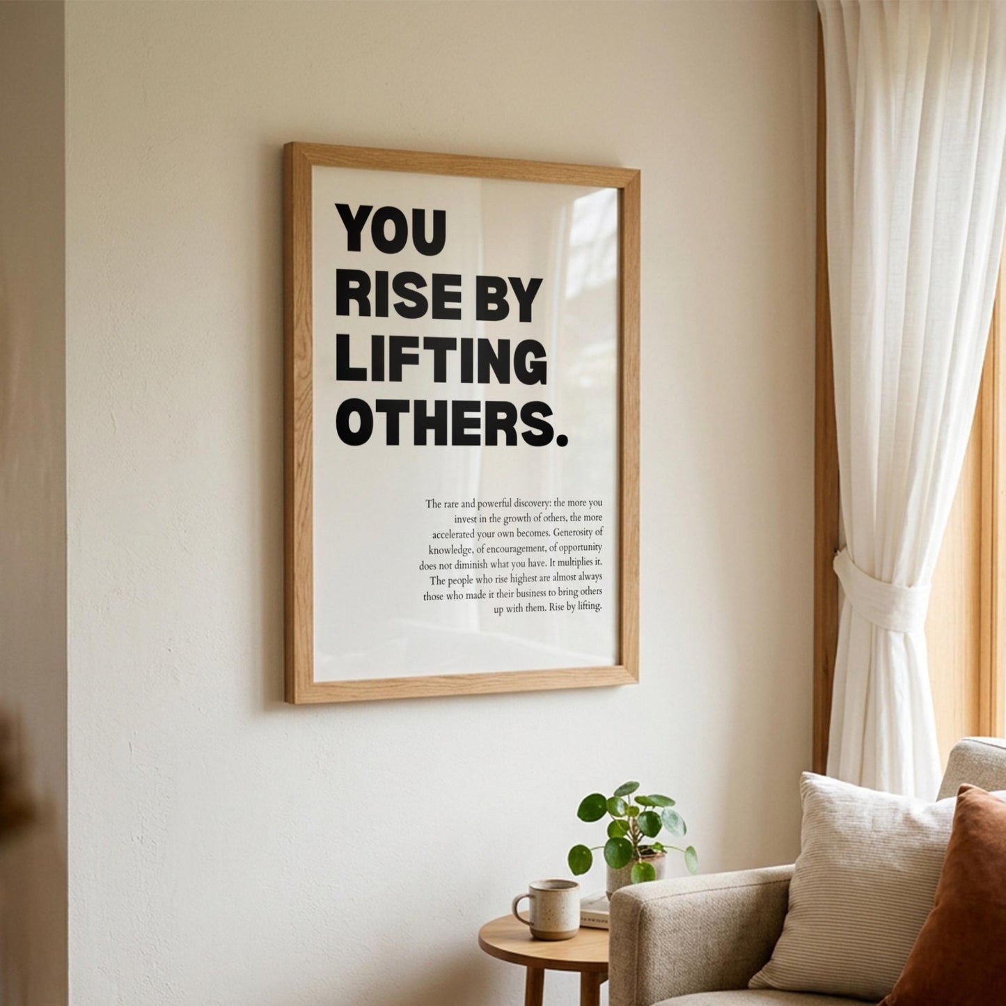 You Rise By Lifting Others Poster | Powerful Motivational Wall Art | Success Quote | Modern Office Decor