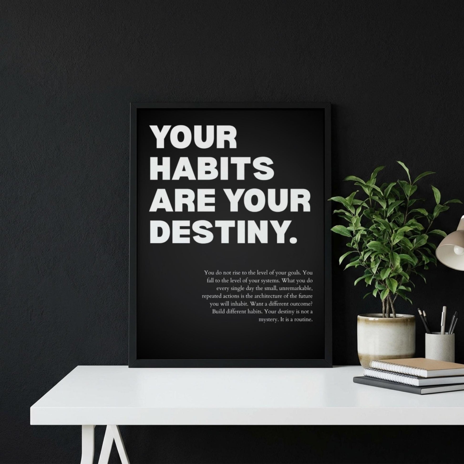 Your Habits Are Your Destiny Poster | Powerful Motivational Wall Art | Success Quote | Modern Office Decor